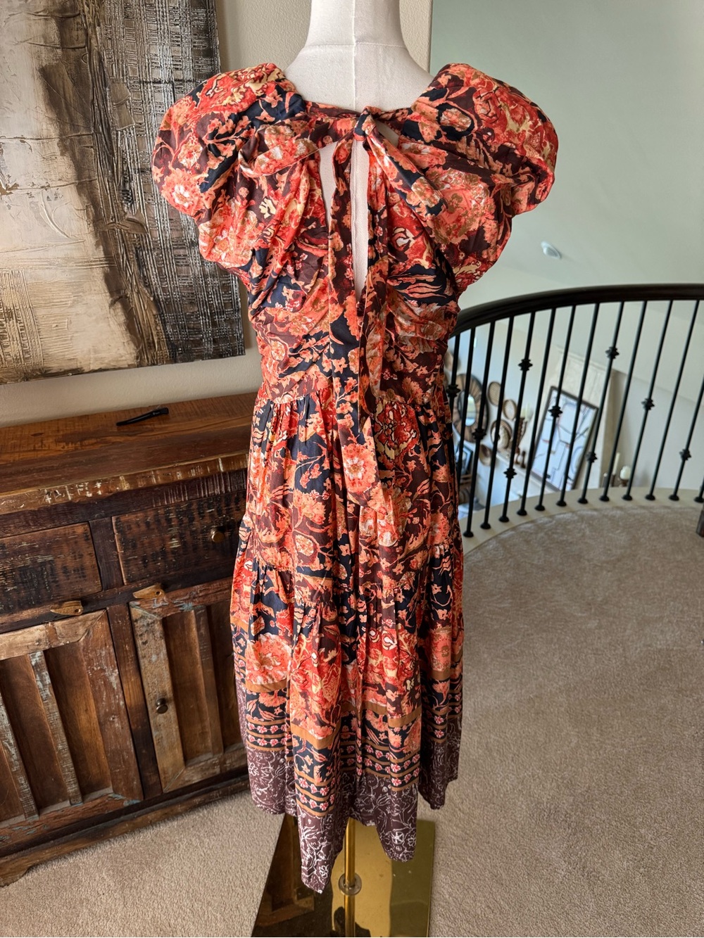 Anthropologie Printed V-Neck BabyDoll Dress - size 8 - Picture 10 of 14